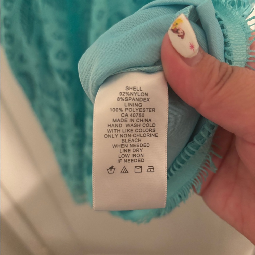 Isaac Mizrahi Turquoise Lace Mini Dress - Picture 4 of 4